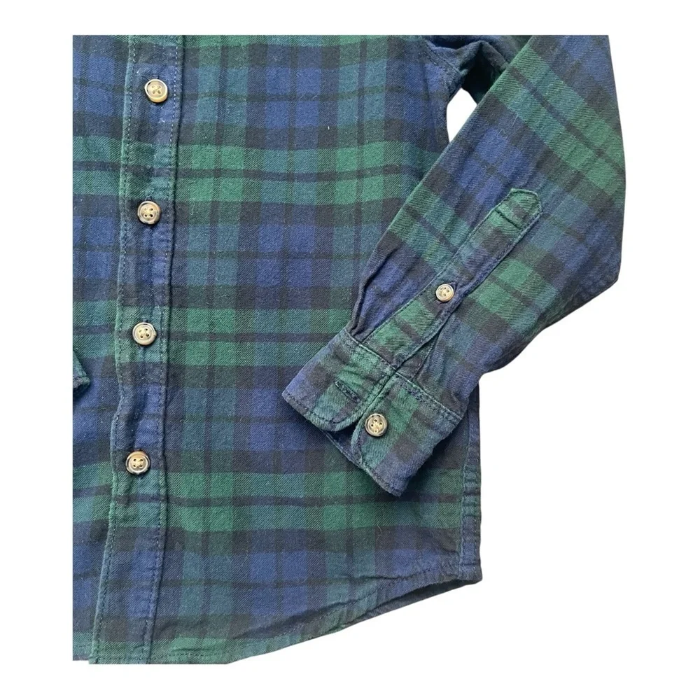 Carter’s casual school play plaid Boy 5/5A shirt button down green navy blue